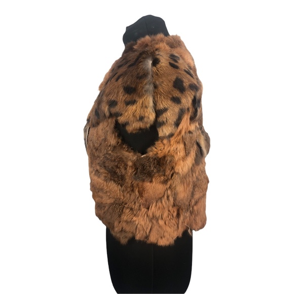 VTG Brown Spotted GDT TOO Rabbit Fur Festival Vest - Picture 8 of 15